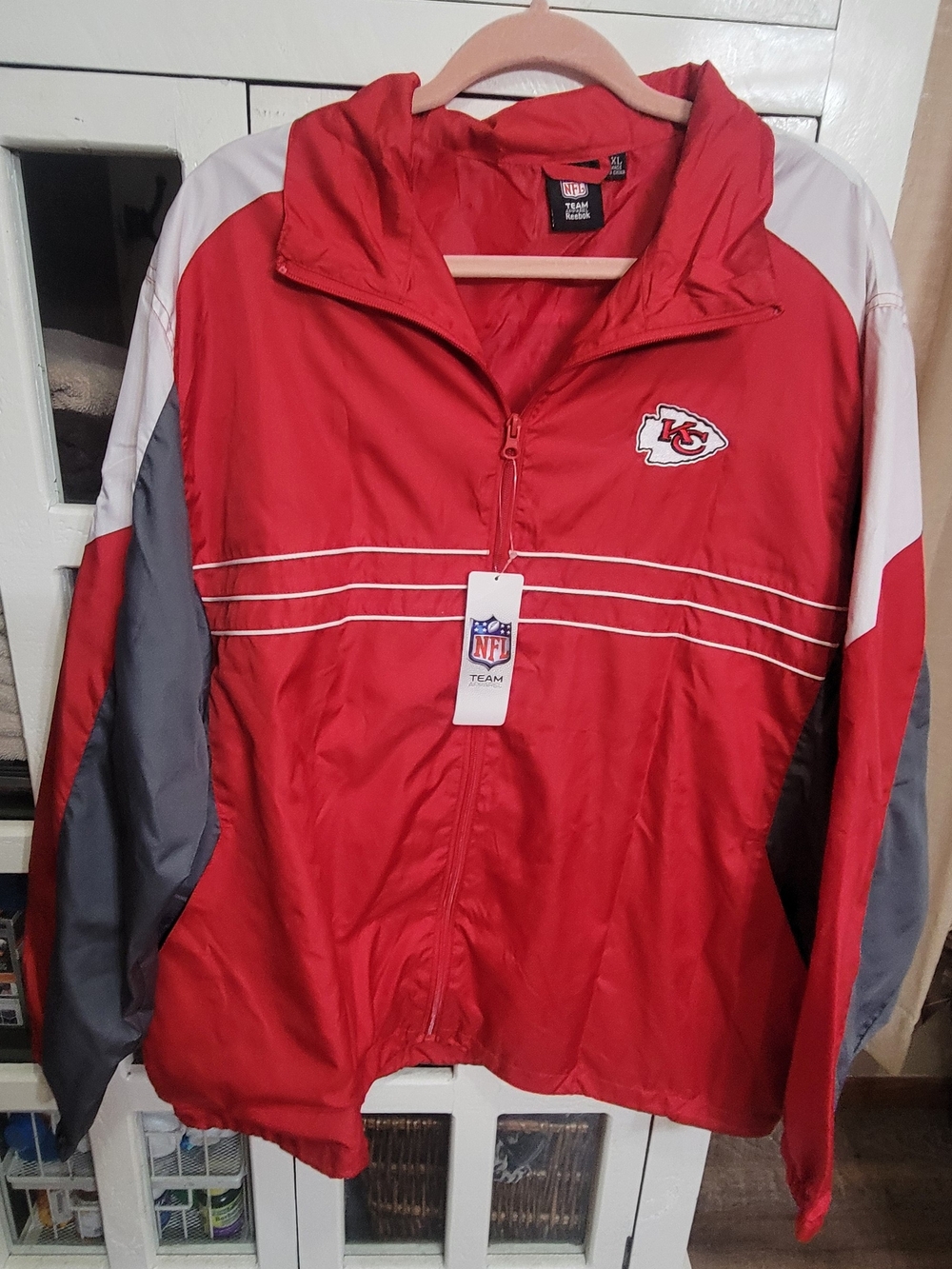 Reebok Red, White & Gray Kansas City Chiefs Windbreaker Jacket